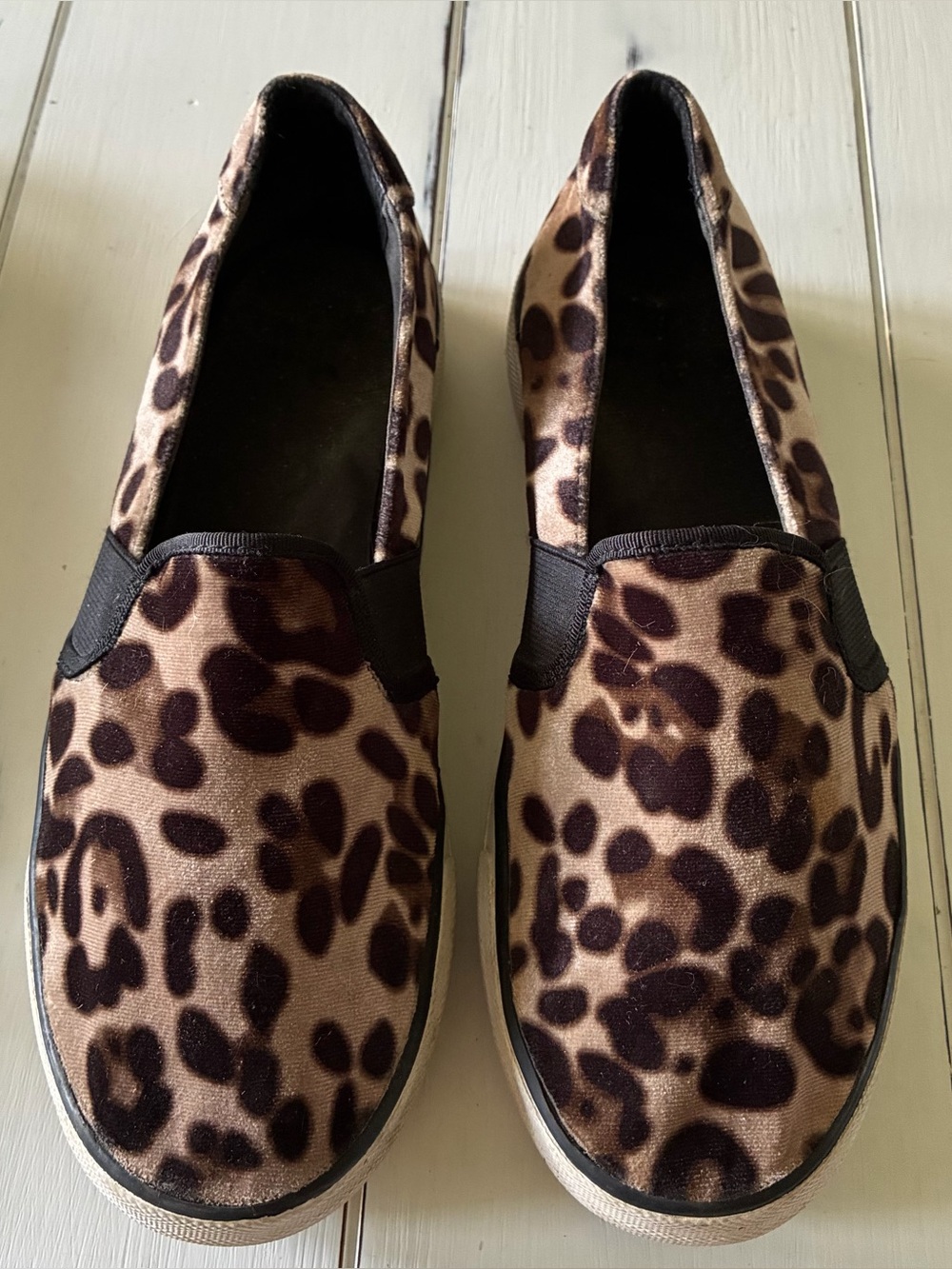 Leopard Print Slip-On Sneakers - Brown and Black